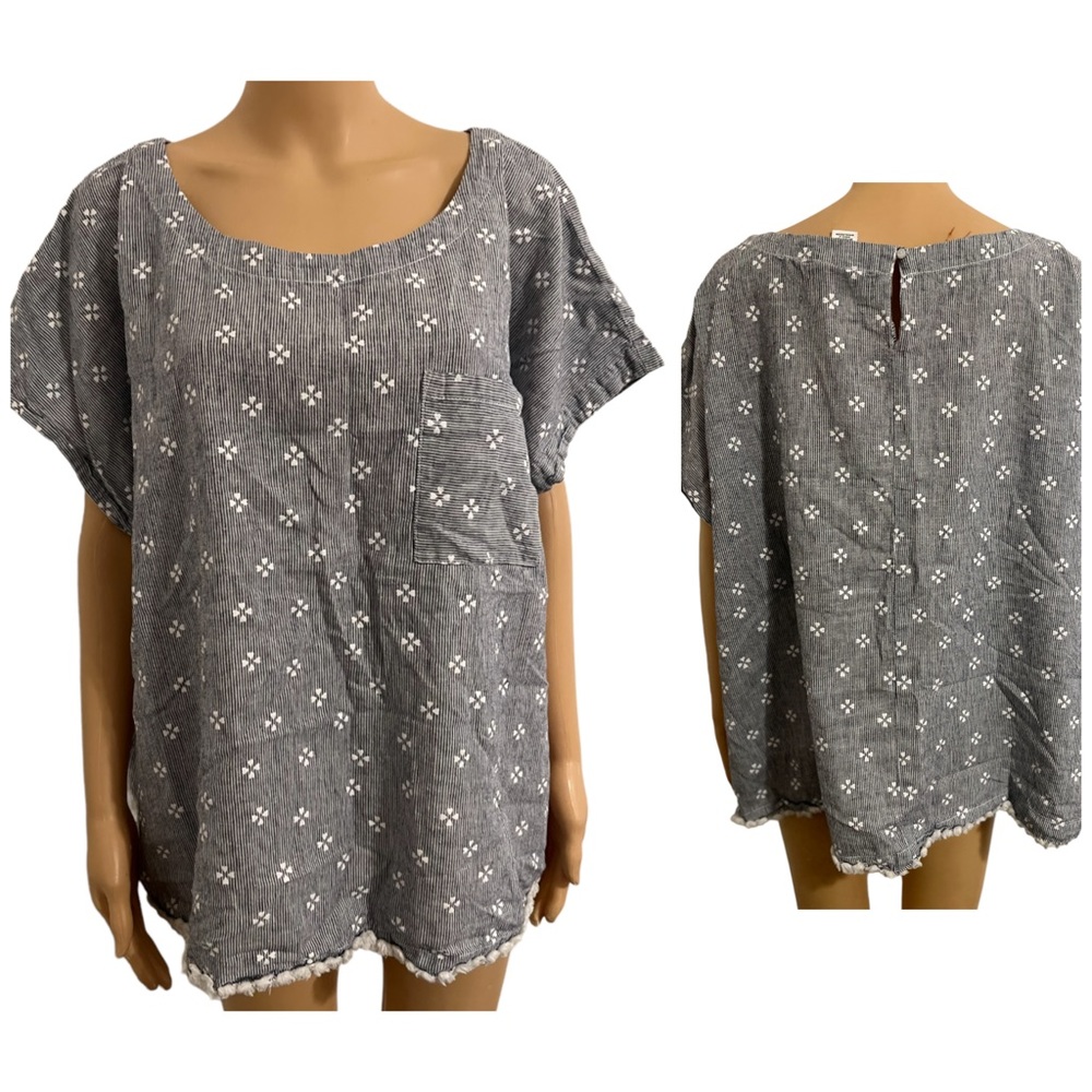 Liz Claiborne Women’s Blue & White Striped w/Hearts & Tassels at Bottom 2X